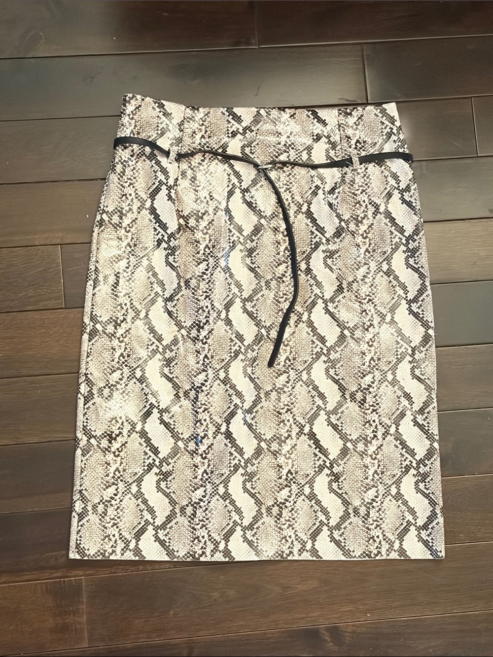 H&M Snake-Print Pencil Skirt in Beige and Black